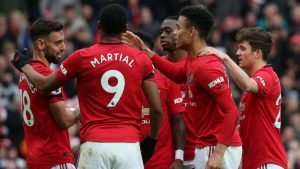 manchester united players celebrate